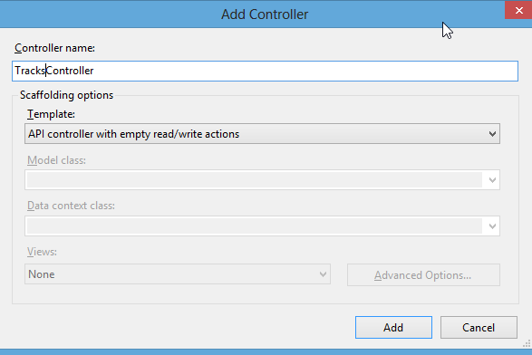 Add Controller - TracksController API controller with empty read/write actions