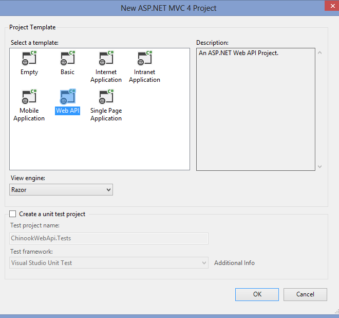 New ASP.NET MVC 4 Project - Web API Project Template