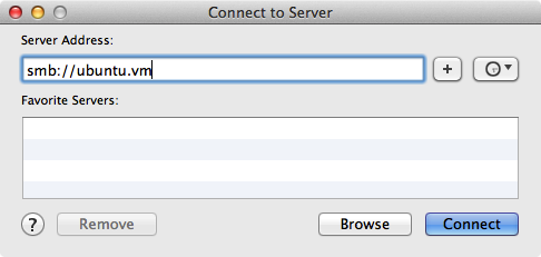OS X - Connect to Server Dialog