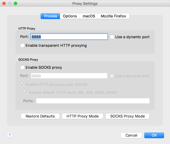 Charles - Proxy - Proxy Settings