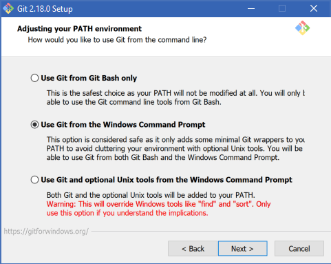 Git 2.18.0 Setup | Adjusting your PATH environment