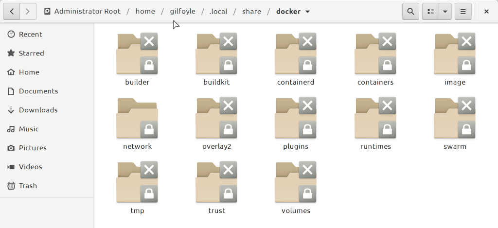 docker runtime folders under home