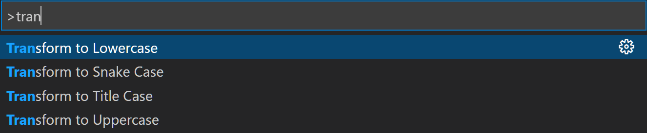 Visual Studio Code Command Palette - Transform