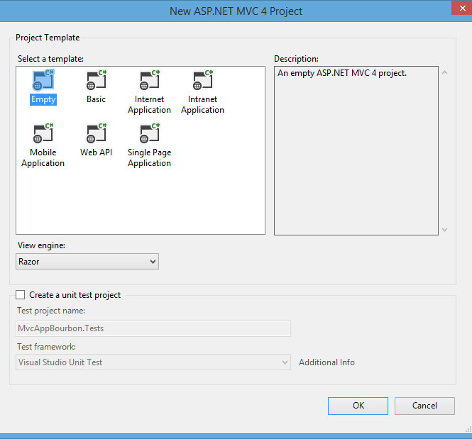 New ASP.NET MVC 4 Project – Empty Project Template