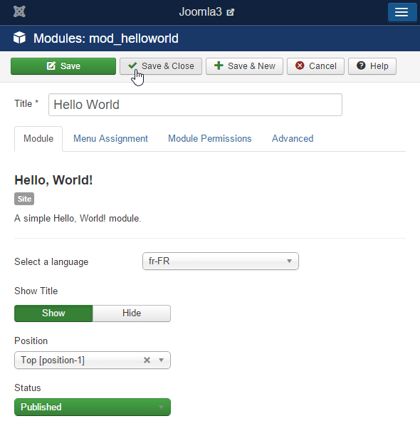 Joomla 3.x Hello World Module Form
